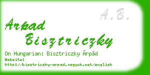 arpad bisztriczky business card